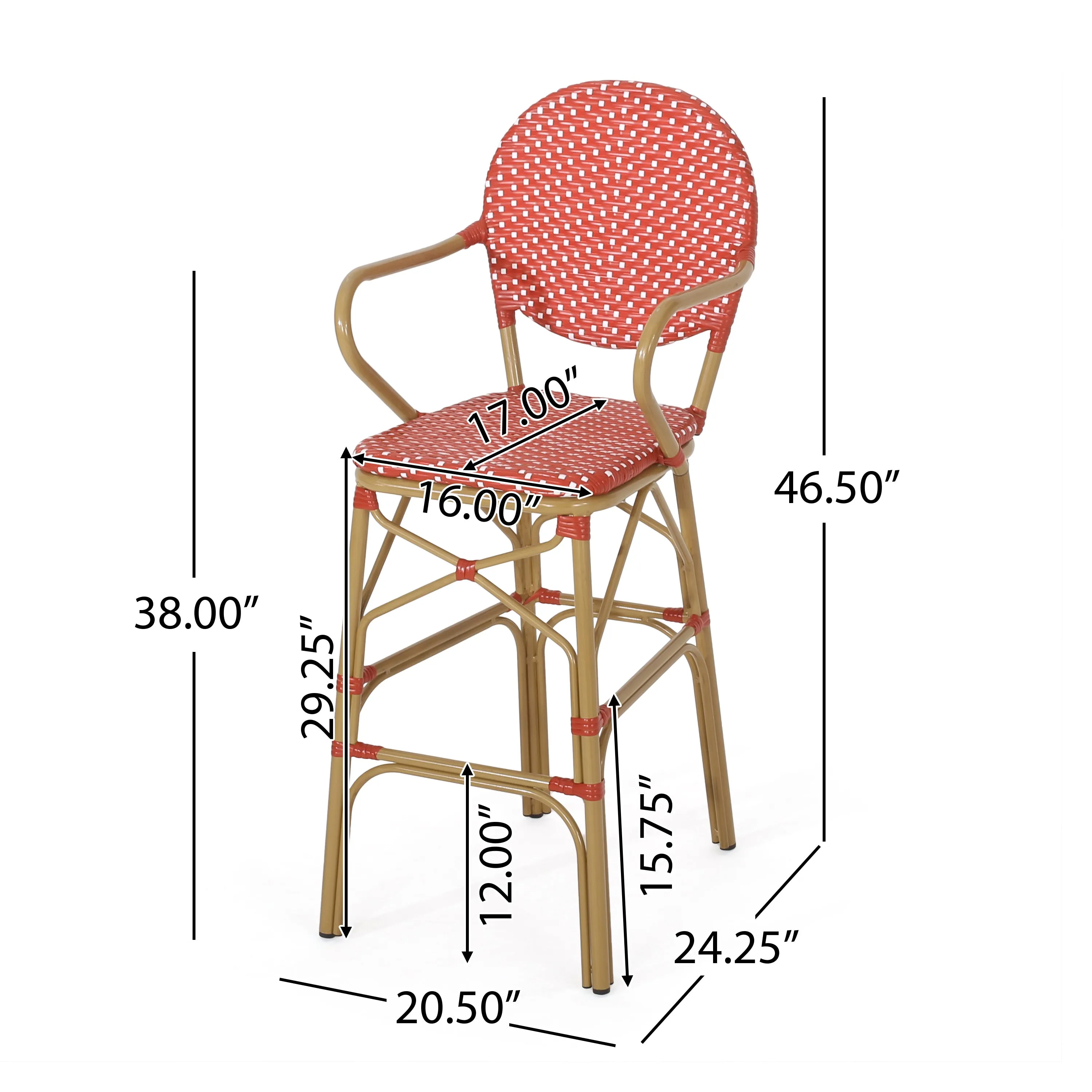 Outdoor Wicker and Aluminum French Barstools