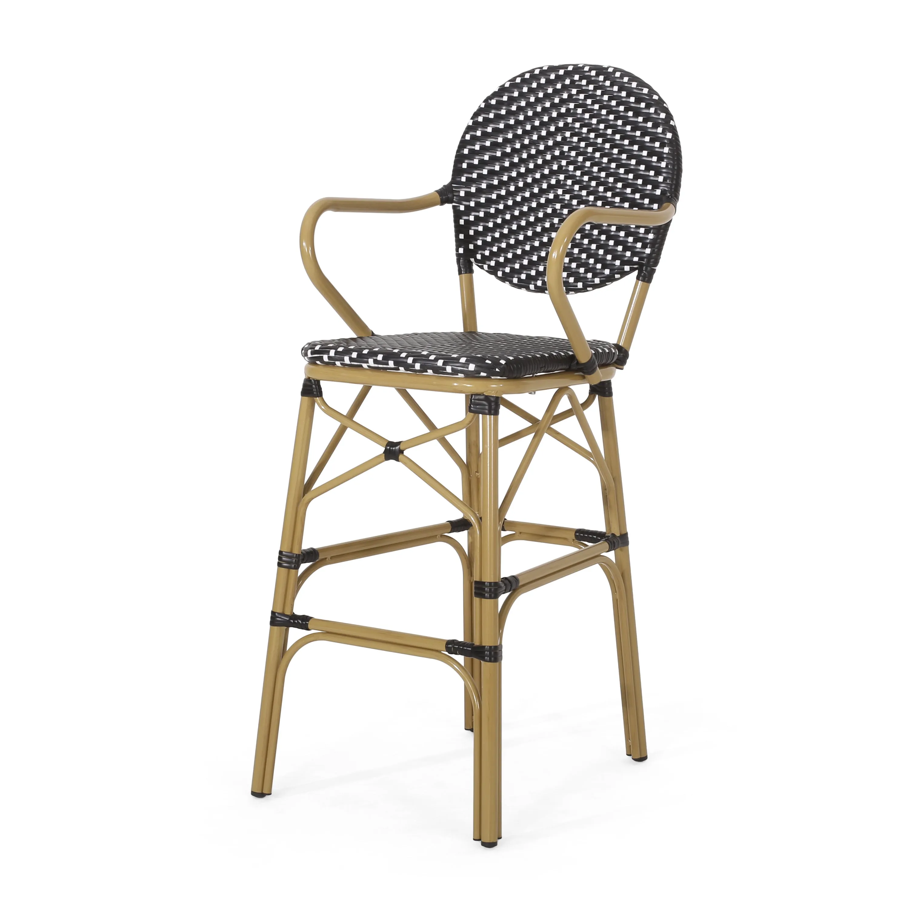 Outdoor Wicker and Aluminum French Barstools
