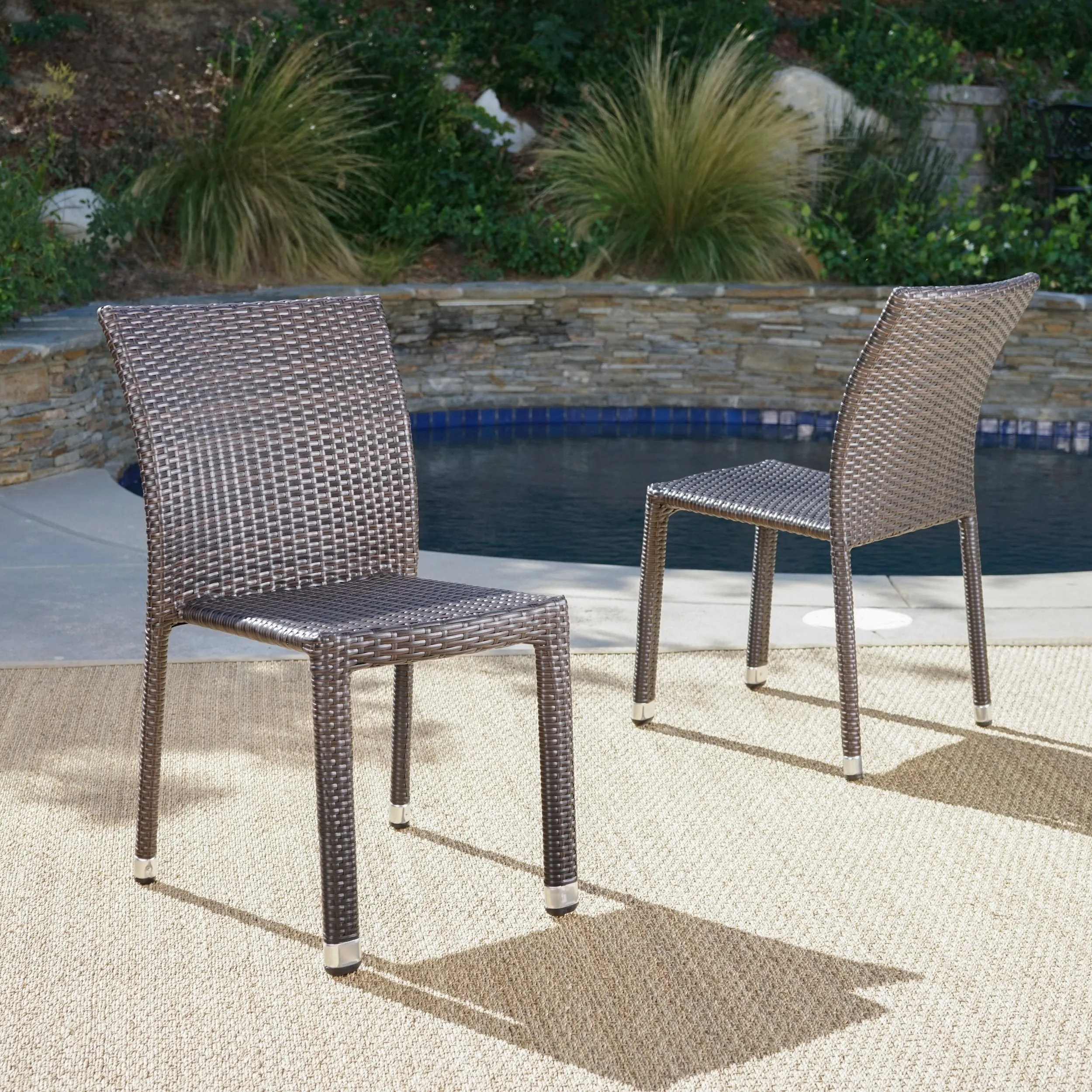 Outdoor Wicker Armless Stack Chairs With Aluminum Frame - NH132103 patio chairs, outdoor seating