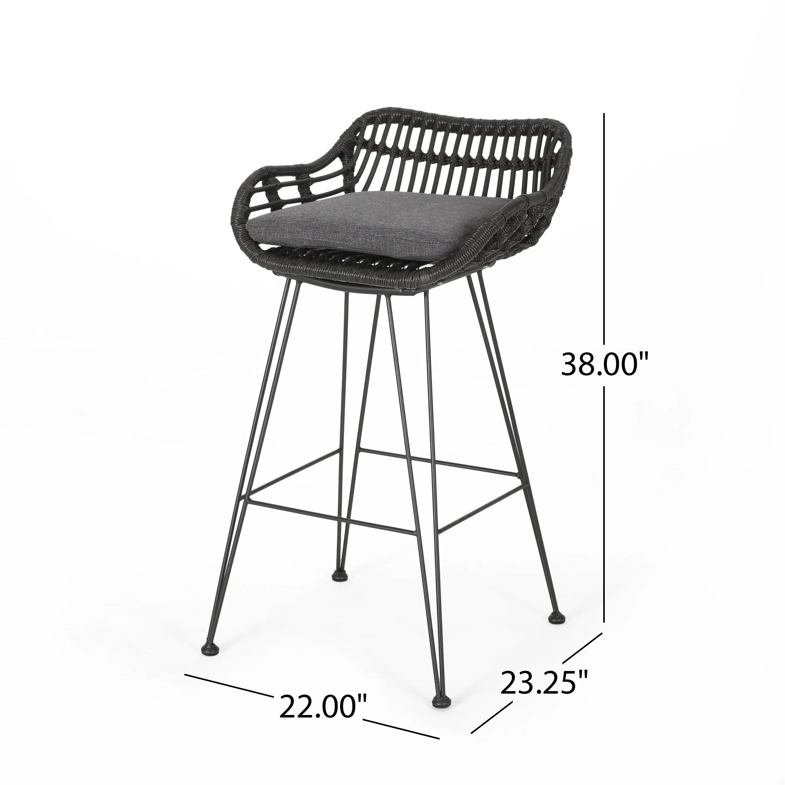 Outdoor Wicker Barstools with Cushions (Set of 2) - NH389903