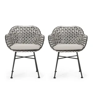 Outdoor Wicker Chair with Cushion (Set of 2) - NH996313 patio chairs, outdoor seating