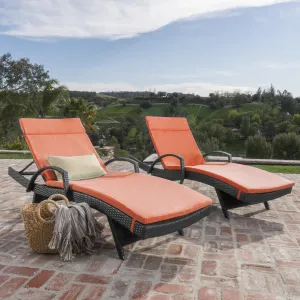 Outdoor Wicker Chaise Lounges w/ Water Resistant Cushions (Set of 2) - NH899003 patio chairs, outdoor seating