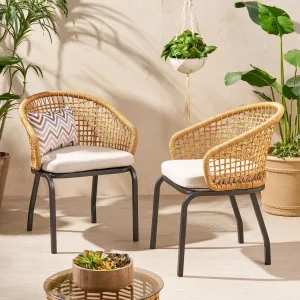 Outdoor Wicker Club Chair with Cushion (Set of 2) - NH507113 patio chairs, outdoor seating