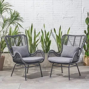 Outdoor Wicker Club Chairs with Cushions (Set of 2) - NH010013 patio chairs, outdoor seating