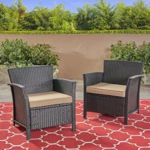 Outdoor Wicker Club Chairs with Water-Resistant Cushions (Set of 2) - NH643503 patio chairs, outdoor seating