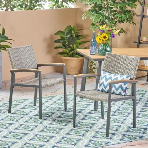 Outdoor Wicker Dining Chair with Aluminum Frame (Set of 2) - NH313503 patio chairs, outdoor seating