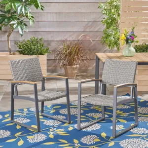 Outdoor Wicker Dining Chairs with Aluminum Frame (Set of 2), Gray - NH632503 patio chairs, outdoor seating