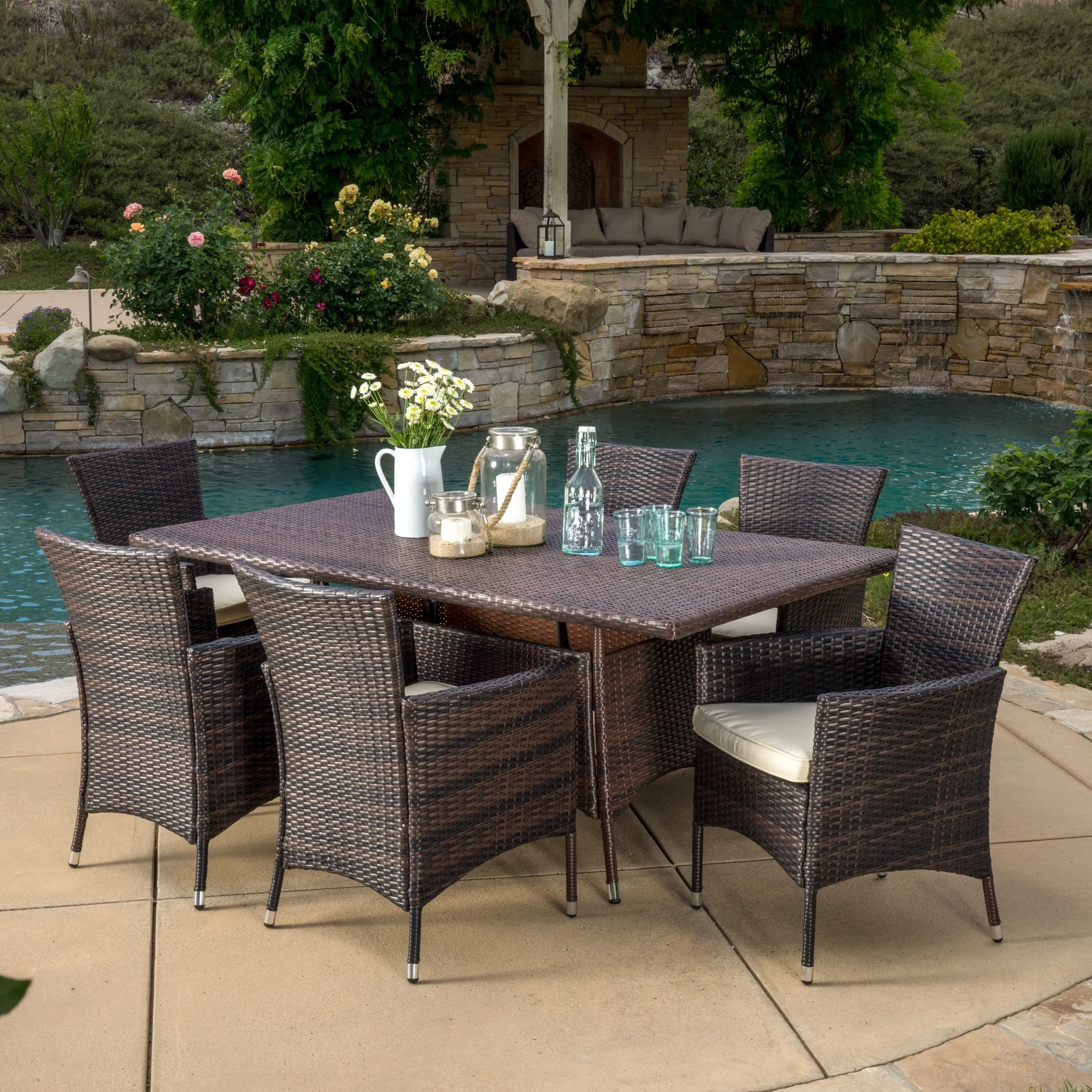 Outdoor Wicker Dining Set - NH158592 patio chairs, outdoor seating