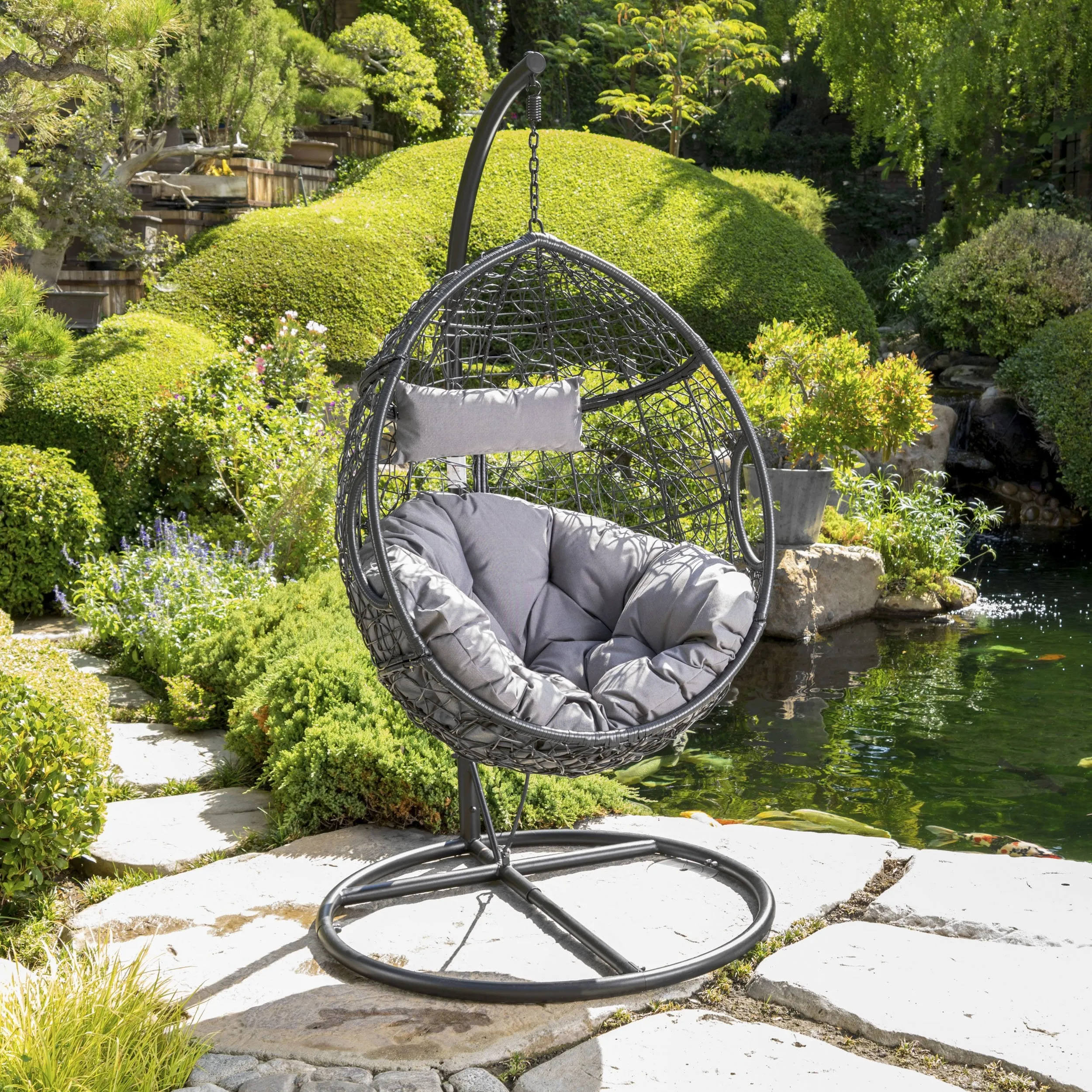 Outdoor Wicker Hanging Teardrop / Egg Chair - NH221203 patio chairs, outdoor seating