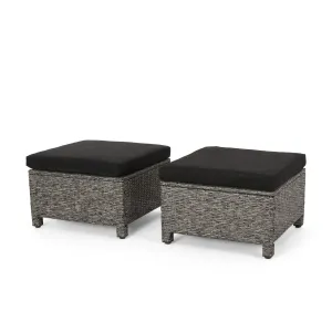 Outdoor Wicker Ottoman with Cushion, Set of 2 - NH579313 patio chairs, outdoor seating