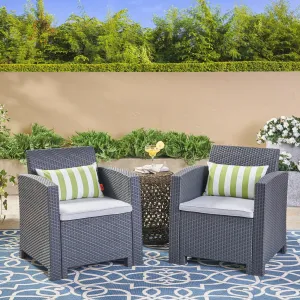 Outdoor Wicker Print Club Chairs with Water Resistant Cushions - NH061403 patio chairs, outdoor seating
