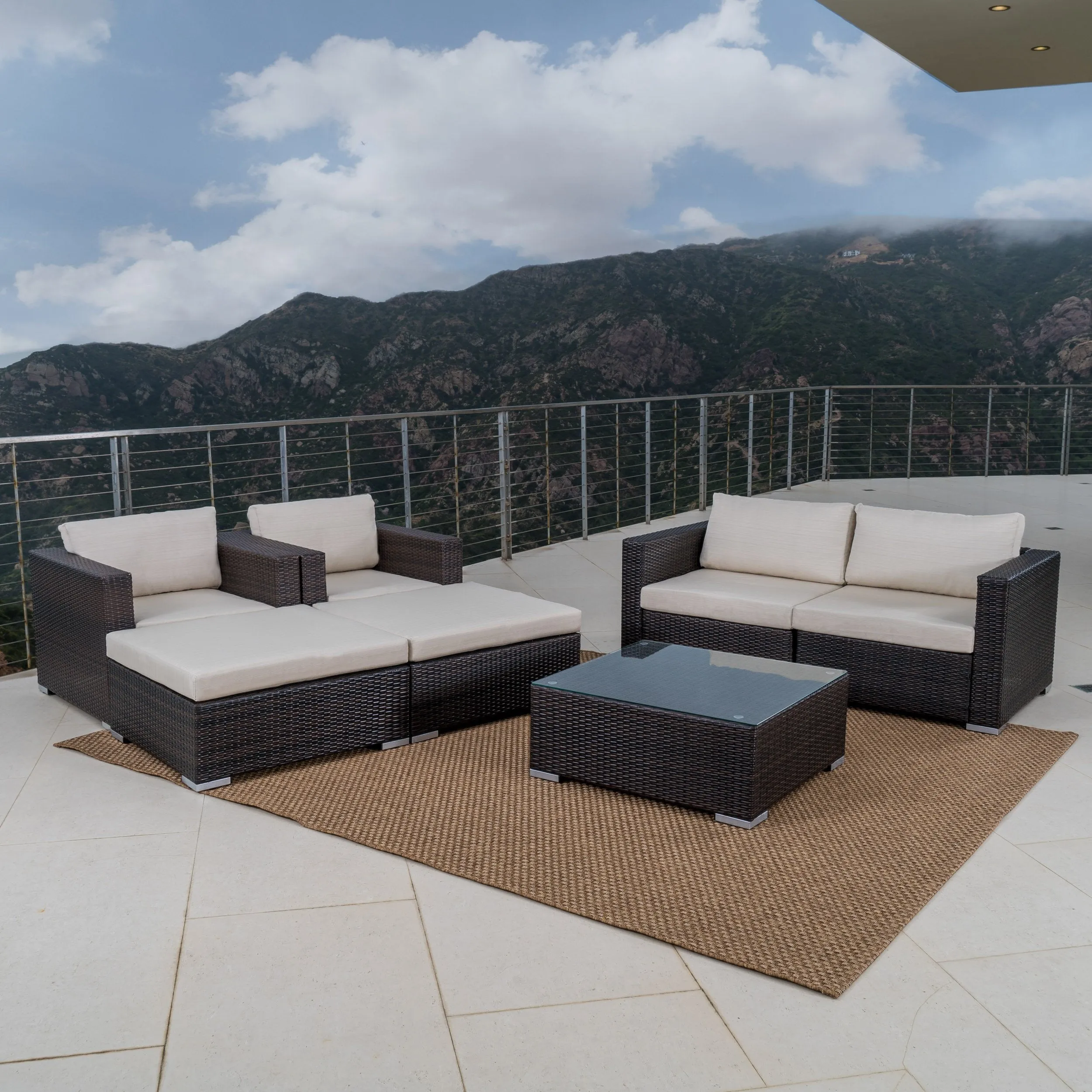 Outdoor Wicker Sectional w/ Cushions - NH805003 patio chairs, outdoor seating