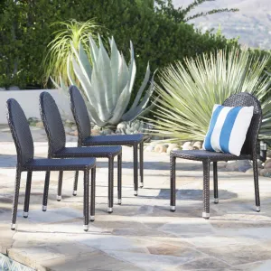Outdoor Wicker Stacking Chairs with an Aluminum Frame (Set of 4) - NH342103 patio chairs, outdoor seating