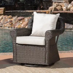 Outdoor Wicker Swivel Rocking Chair w/Water Resistant Cushions - NH442003 patio chairs, outdoor seating