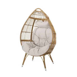 Outdoor Wicker Teardrop Chair with Cushion - NH521313 patio chairs, outdoor seating