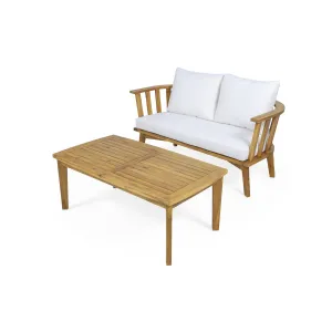 Outdoor Wooden Loveseat and Coffee Table Set - NH471313 patio chairs, outdoor seating