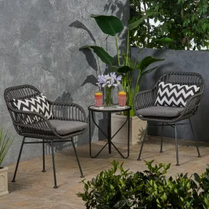 Outdoor Woven Faux Rattan Chairs with Cushions (Set of 2) - NH561903 patio chairs, outdoor seating