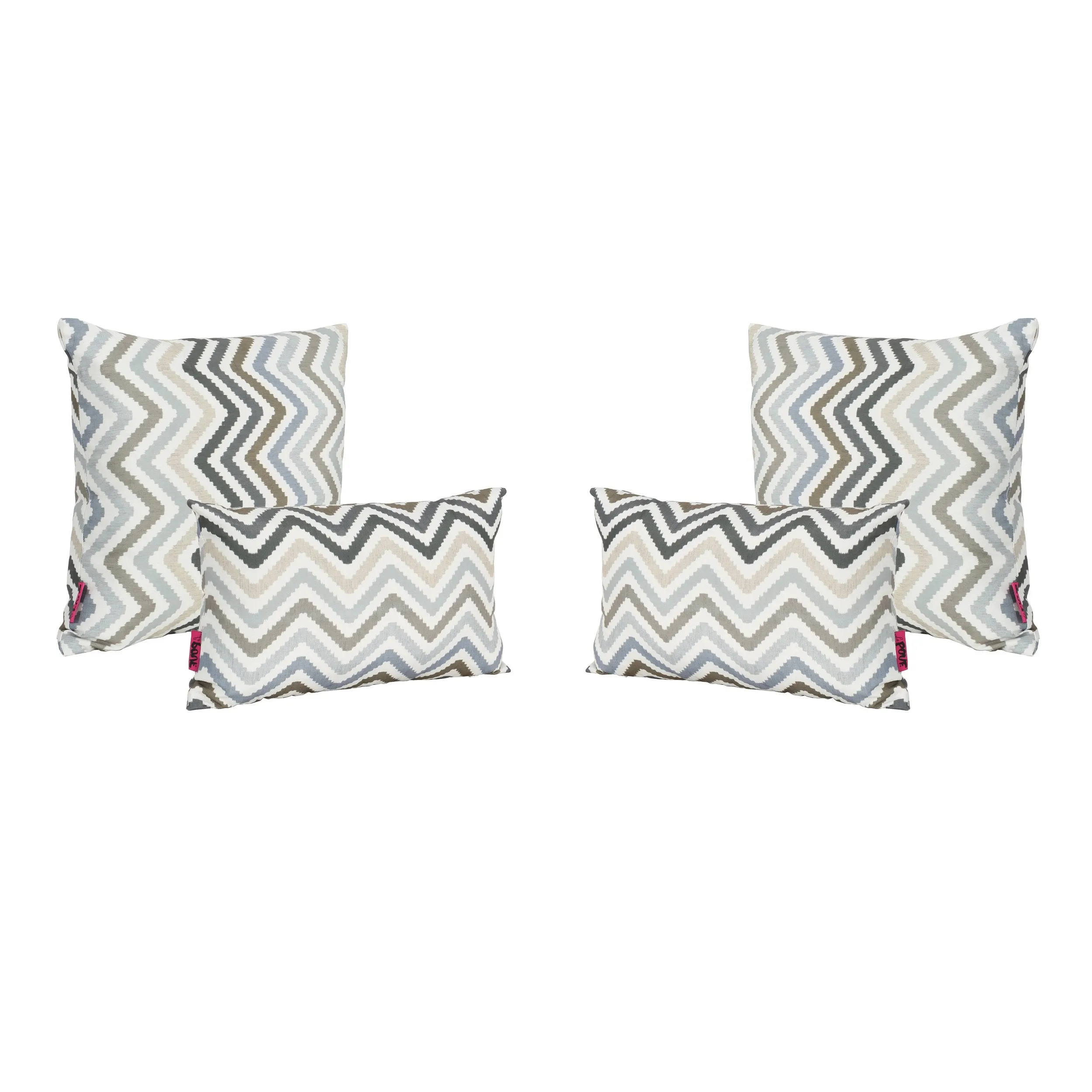 Outdoor Zig Zag Striped Water Resistant Tasseled Square and Rectangular Throw Pillows (Set of 4) - NH870303