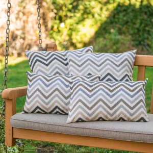 Outdoor Zig Zag Striped Water Resistant Tasseled Square and Rectangular Throw Pillows (Set of 4) - NH870303 patio chairs, outdoor seating