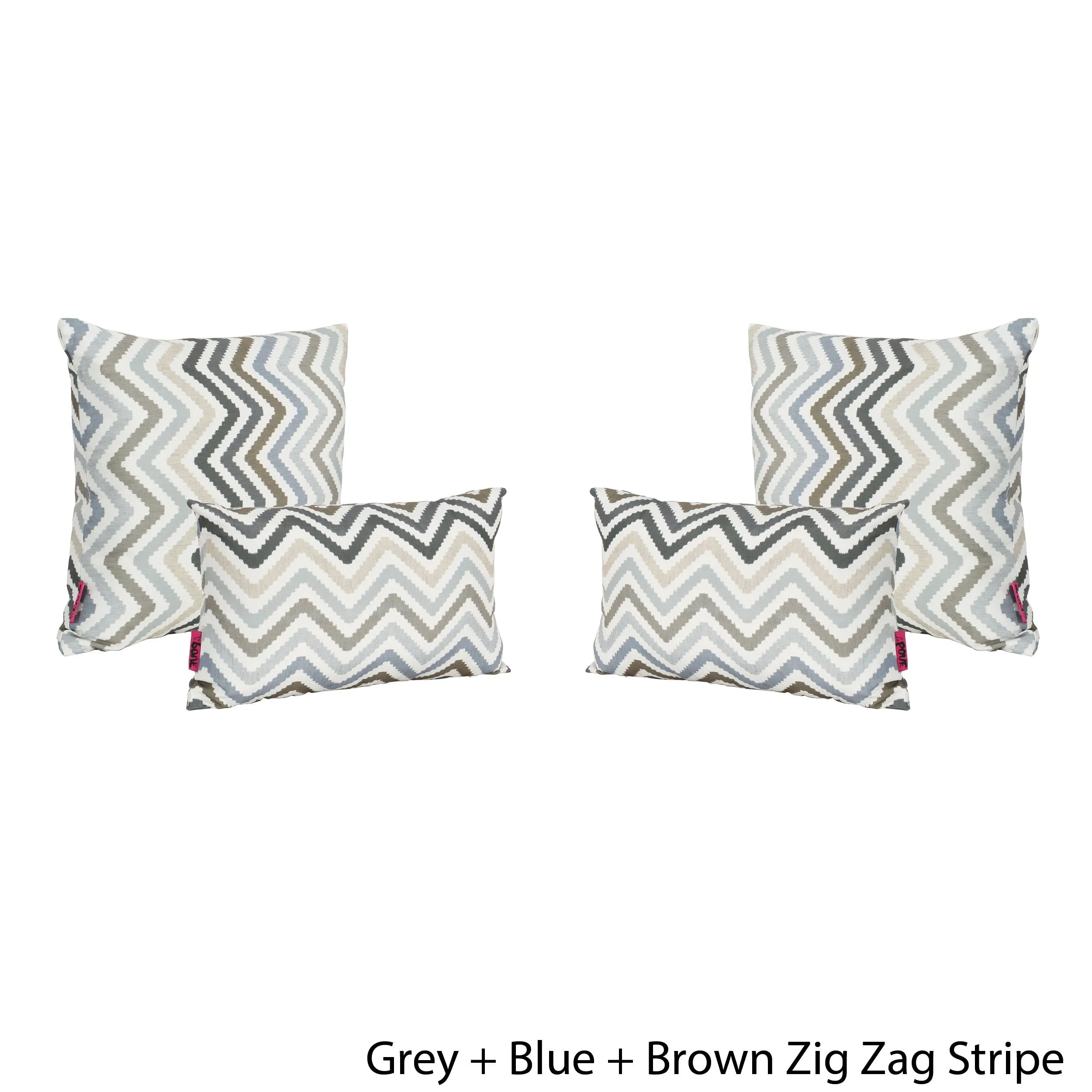 Outdoor Zig Zag Striped Water Resistant Tasseled Square and Rectangular Throw Pillows (Set of 4) - NH870303
