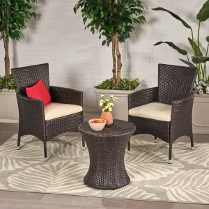 Outdoors Brown Wicker 3 Piece Chat Set - NH524992 patio chairs, outdoor seating