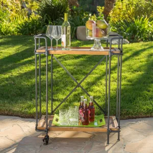 Outdoors Natural Wood Finish Fir Wood and Iron Bar Cart - NH395992 patio chairs, outdoor seating