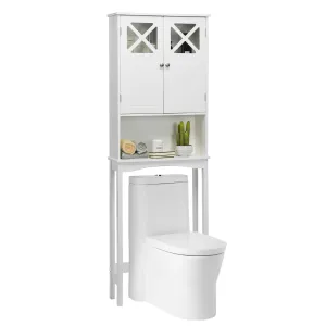 Over-The-Toilet Bathroom Space Saver with Adjustable Shelf bathroom organizer, toilet brush holder