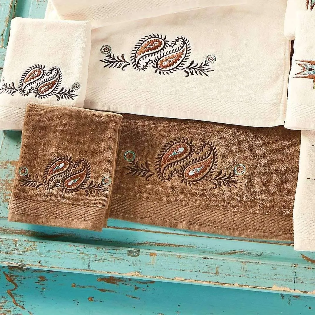 Paisley Embroidered Bathroom Towels