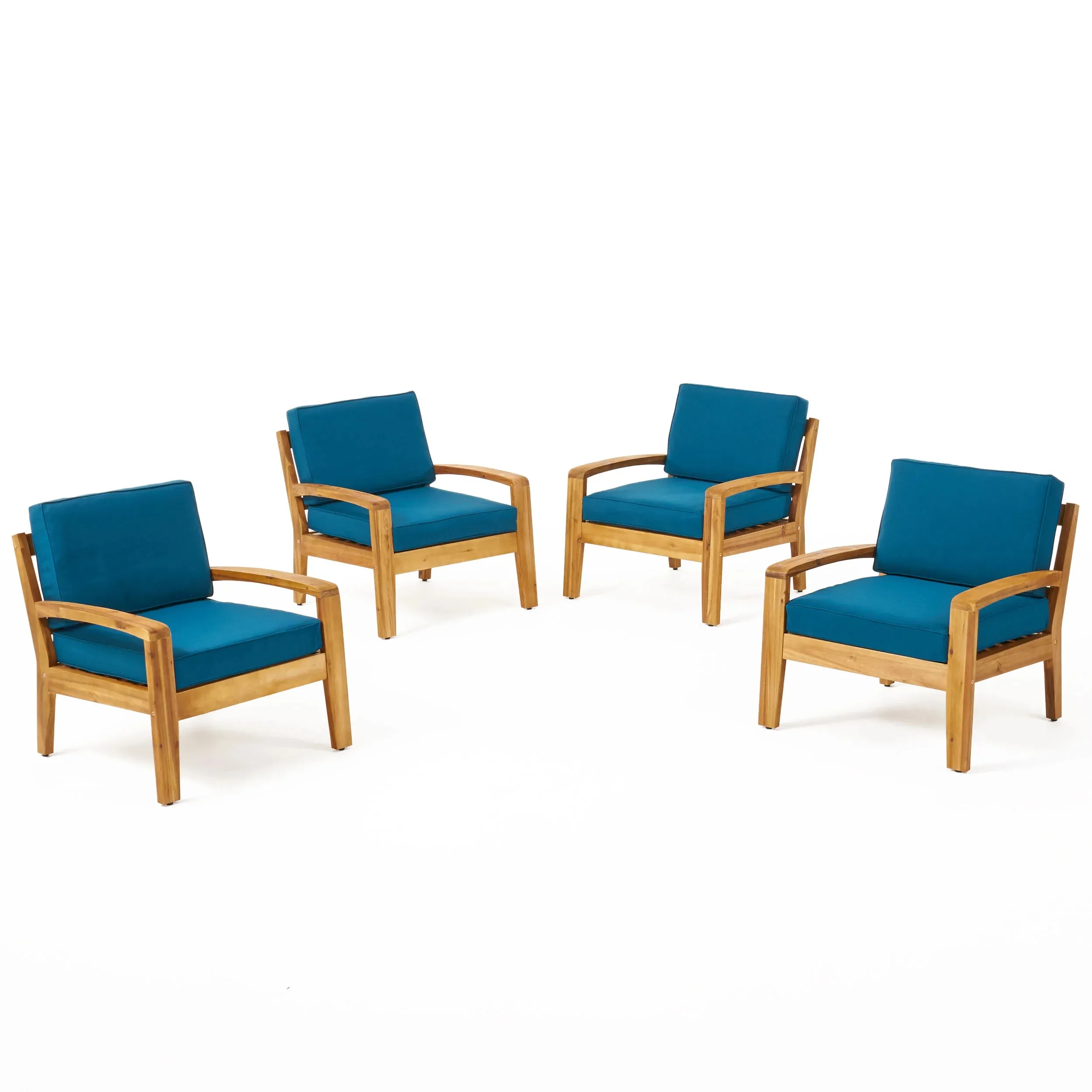 Parma Outdoor Acacia Wood Club Chairs with Cushions (Set of 4) patio chairs, outdoor seating
