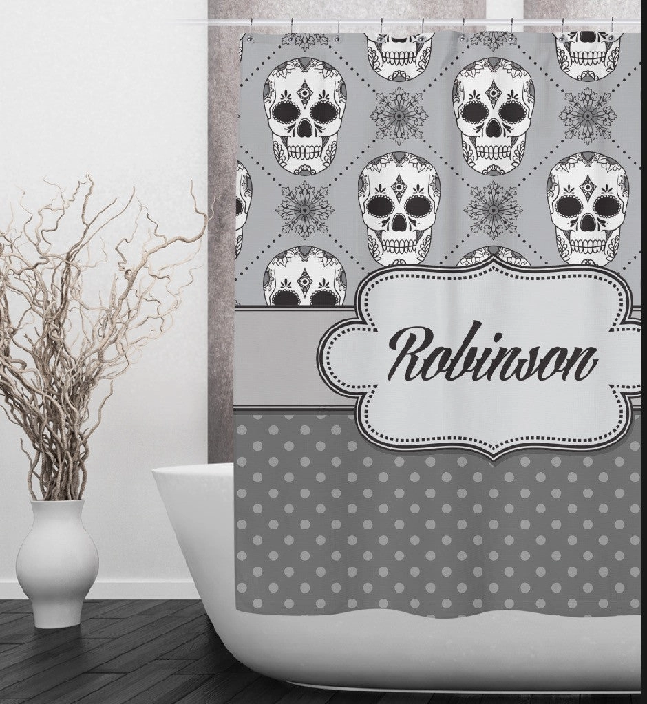 Personalized Skull Shower Curtains and Optional Bath Mats Lighting,Lamps Fixtures