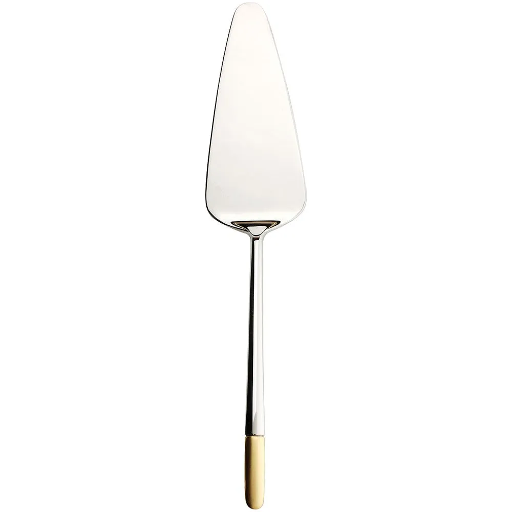Pie server, Villeroy & Boch, Ella, stainless steel with partial gold plate napkin rings, dining placemats