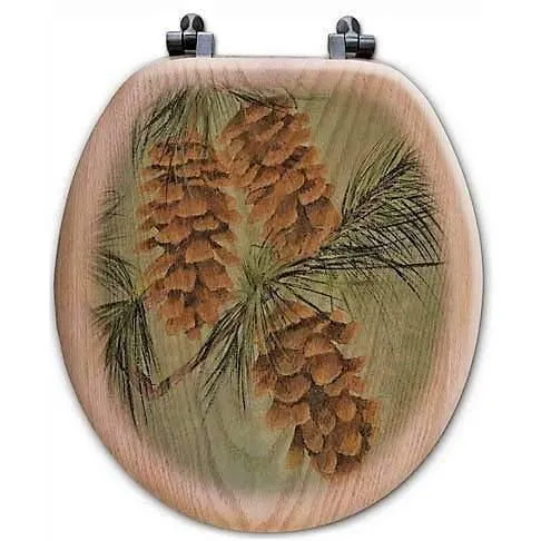 Pine Cone Art Oak Toilet Seat