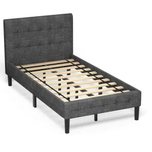 Platform Bed with Button Tufted Headboard | Upholstered Bed Frame bed frame, queen bed