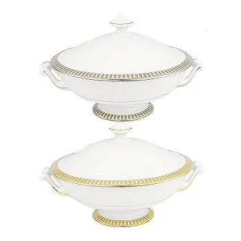 Plumes Platine Covered vegetable dish, 1.5 litre napkin rings, dining placemats