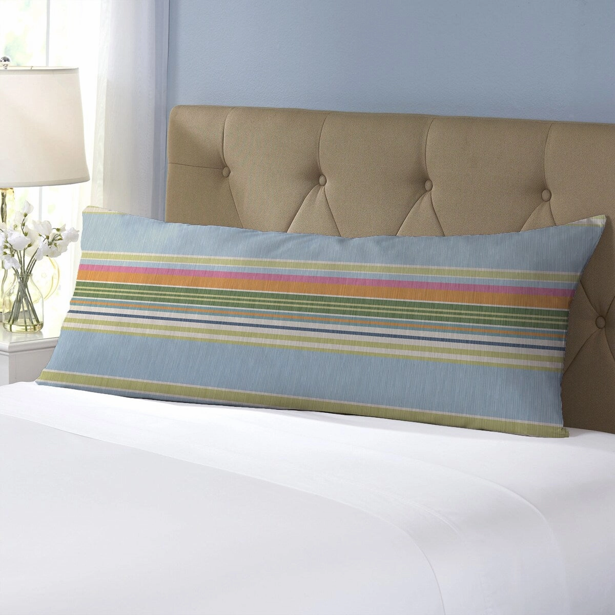 POOLSIDE SKY Body Pillow By Kavka Designs - Blue, Green, Cream, Orange, Pink