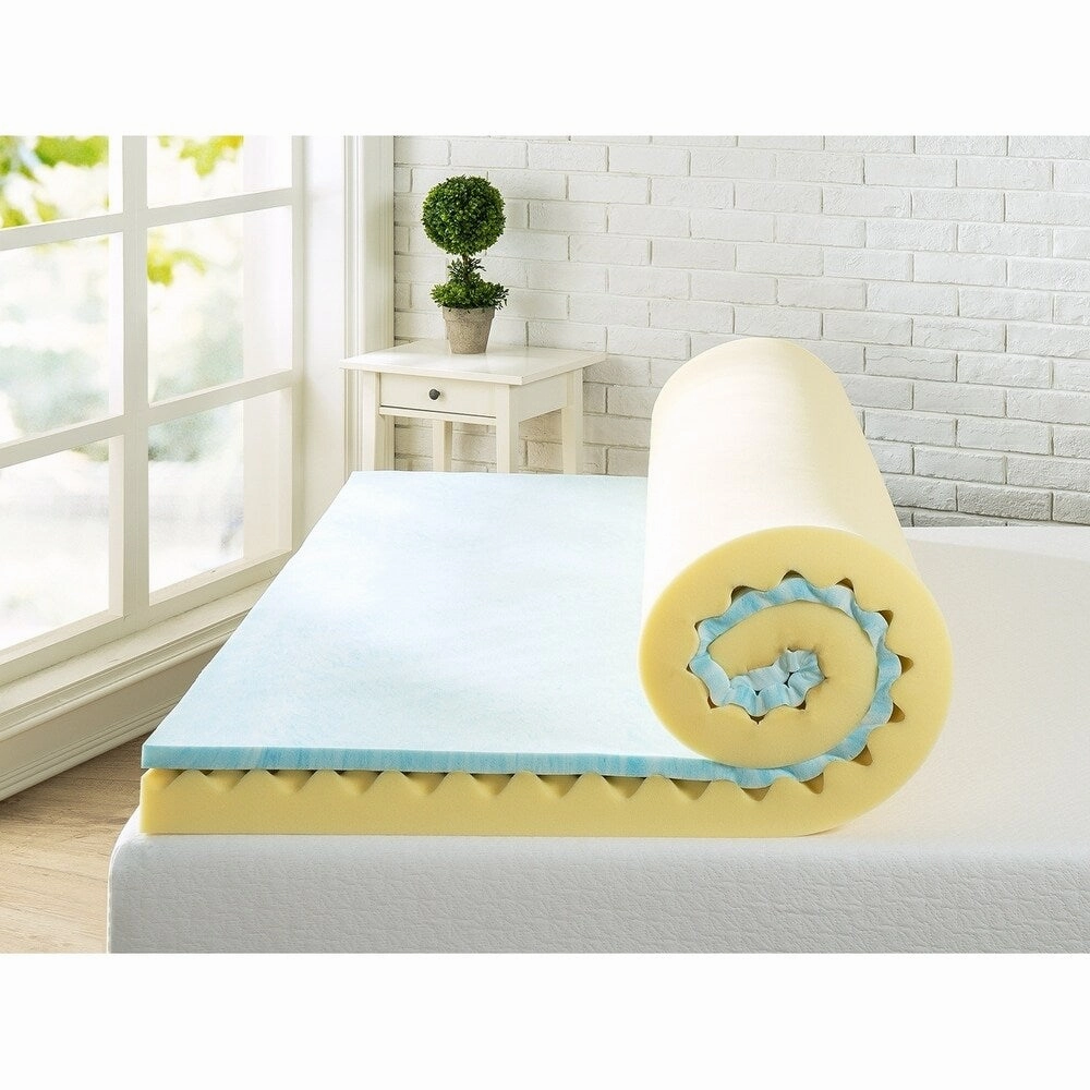 Priage 4" King Swirl Gel Memory Foam Mattress Topper