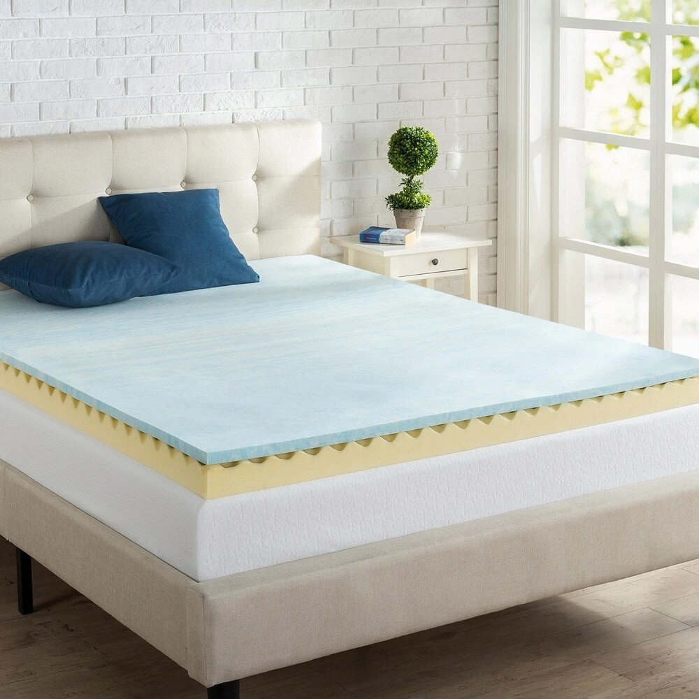 Priage 4" King Swirl Gel Memory Foam Mattress Topper mattress pads,mattress topper,bed protection