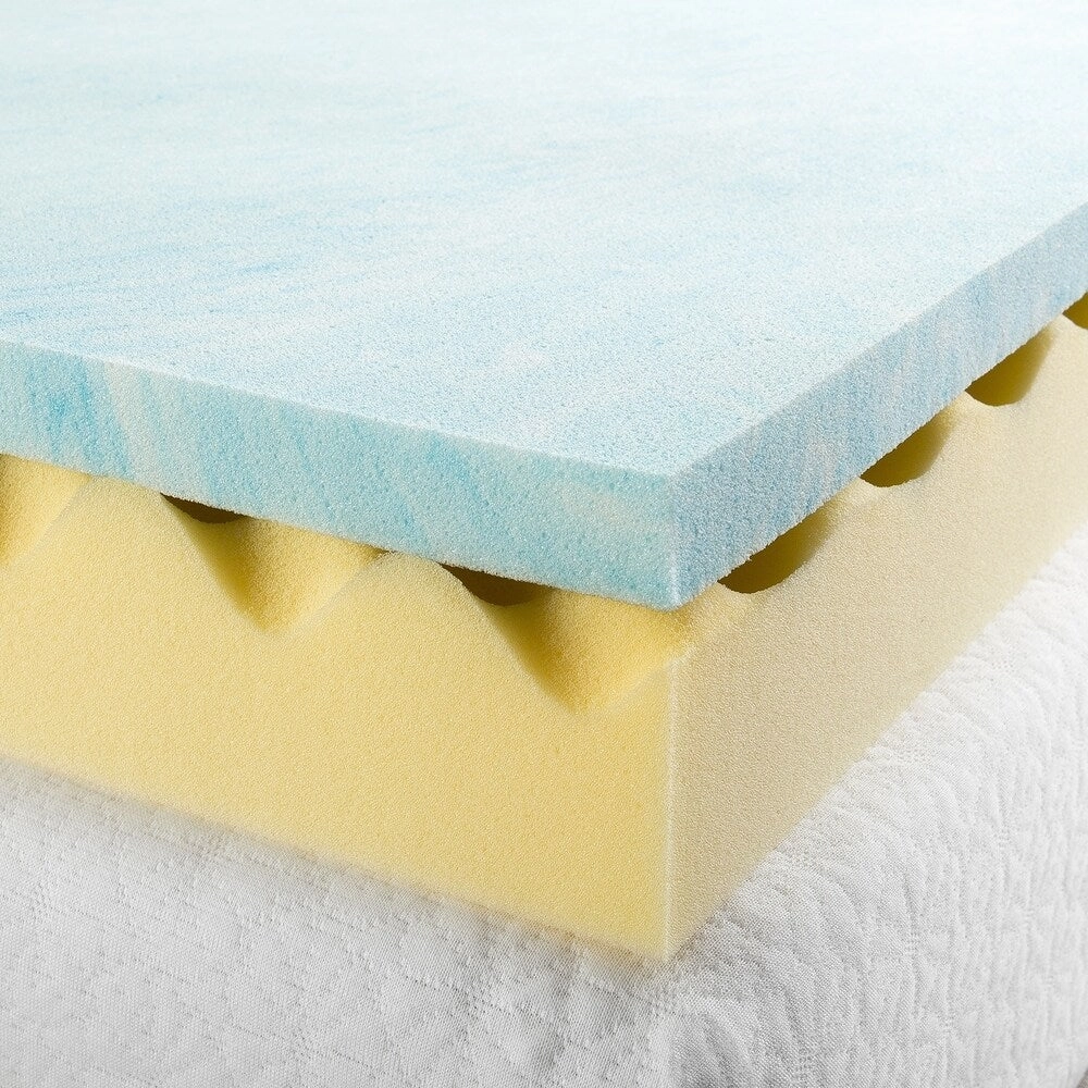 Priage 4" King Swirl Gel Memory Foam Mattress Topper