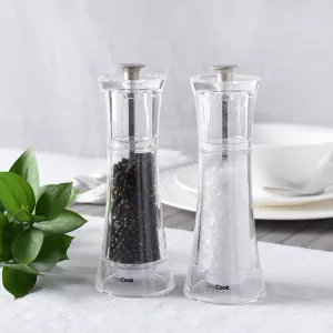 ProCook Acrylic Salt and Pepper Mill Set 18cm napkin rings, dining placemats