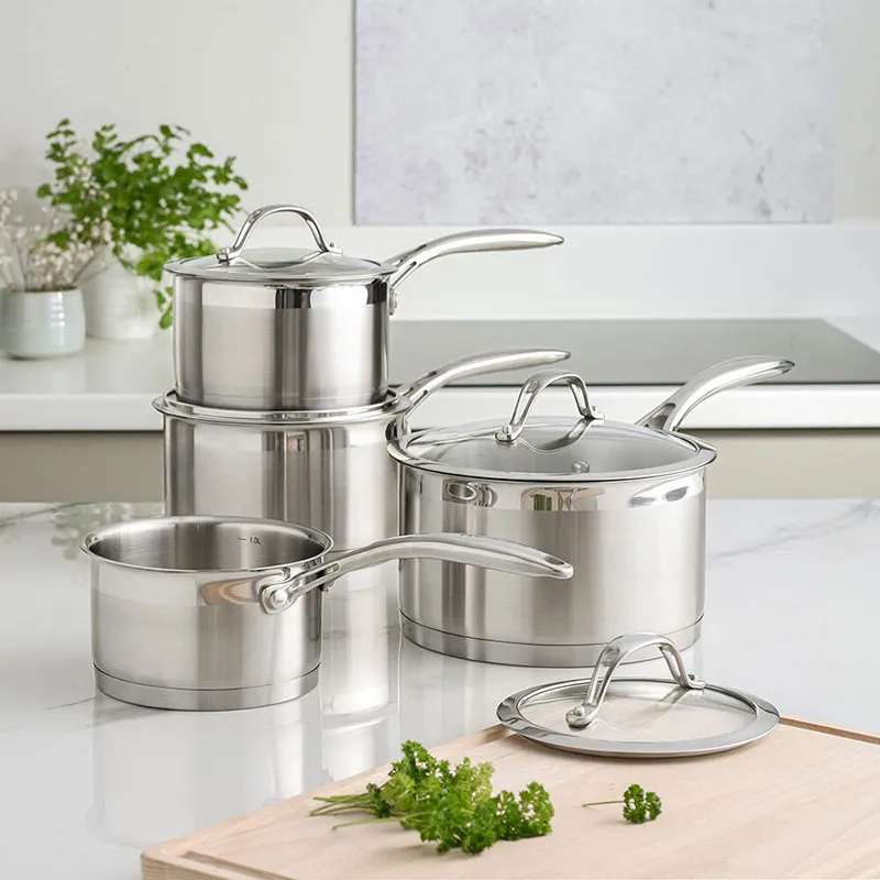 Professional 4 Piece Saucepan set, Stainless Steel curtain fabric, upholstery textile