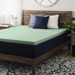 Queen size Mattress Topper 2 inch Green Tea Memory Foam - Crown Comfort mattress pads,mattress topper,bed protection