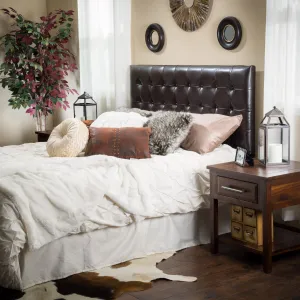 Queen/Full Brown Leather Headboard - NH998832 queen headboard, wooden headboard
