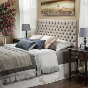 Queen/Full Sandy Beige Fabric Headboard - NH888832 queen headboard, wooden headboard