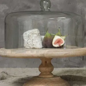 Recycled Dome Cake Stand H35 x D35cm, Mango Wood and Glass napkin rings, dining placemats