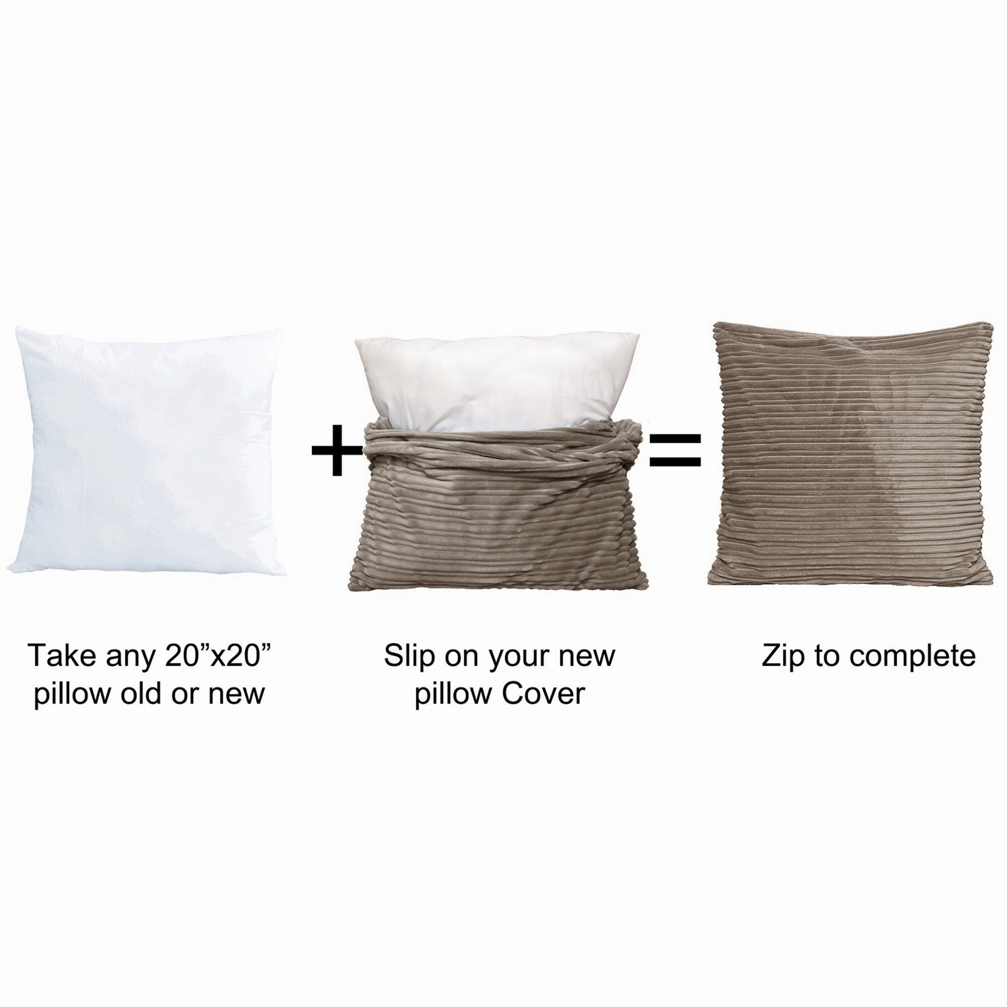Ribbed Flanned 4 Pieces Pillow Shell Set, NO INSERT