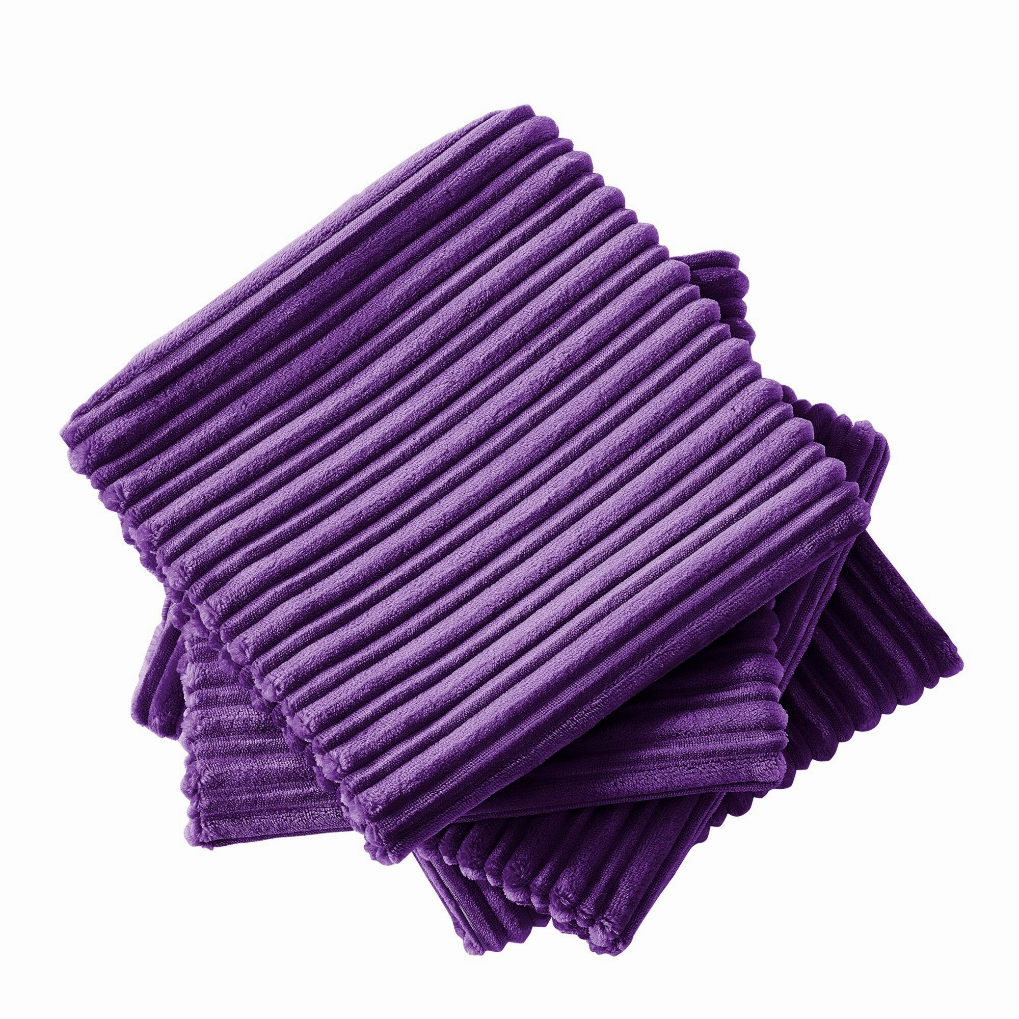 Ribbed Flanned 4 Pieces Pillow Shell Set, NO INSERT