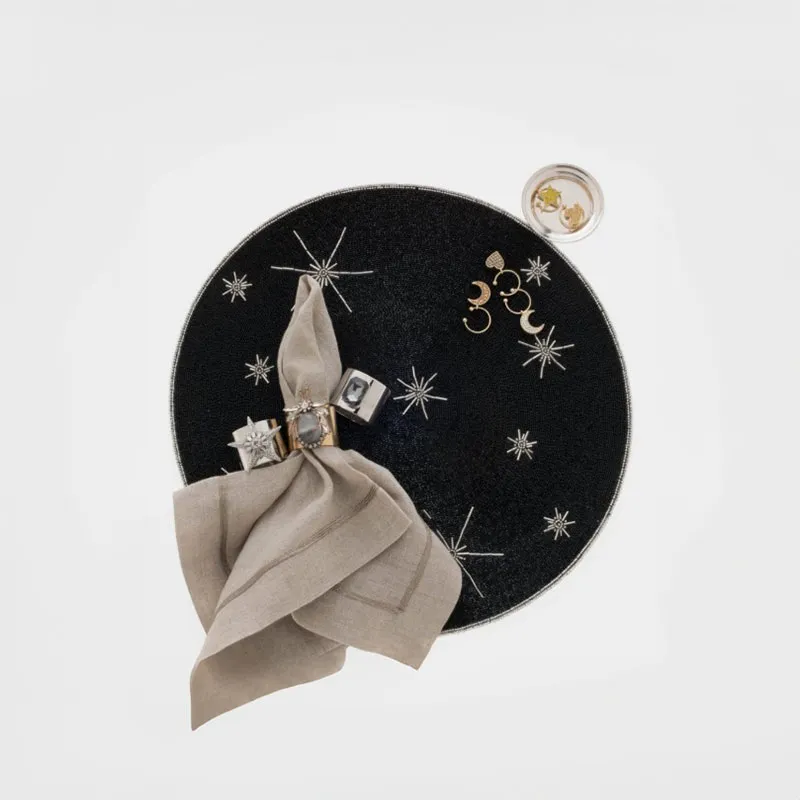 Round placemat, 38cm, Joanna Buchanan, Star, Black