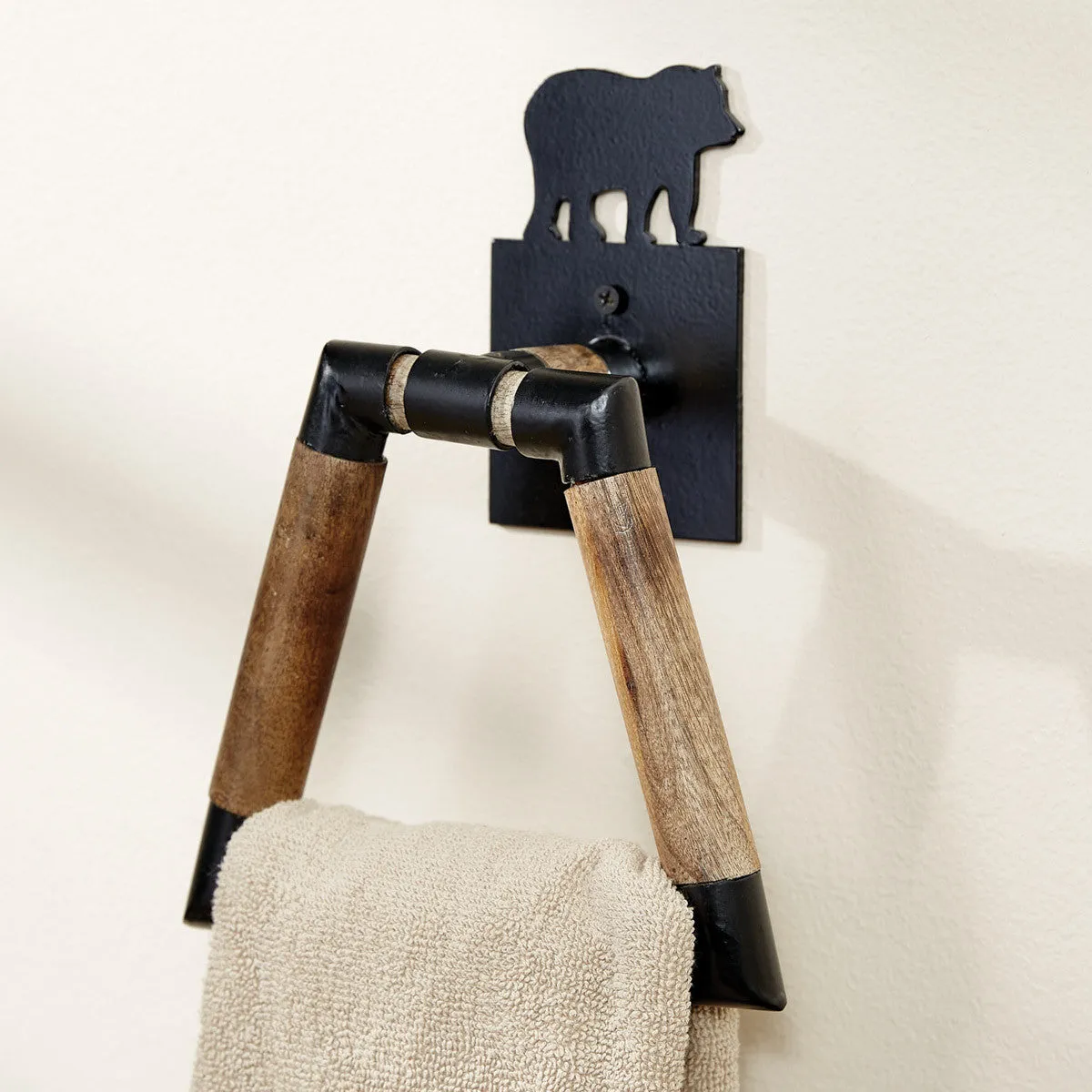 Rustic Bear Towel Ring bathroom furniture, vanity cabinet