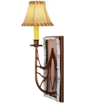 Rustic Birchwood and Leather Wall Sconce dining table decor, bar servingware