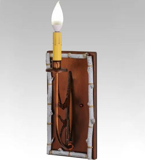 Rustic Birchwood and Leather Wall Sconce